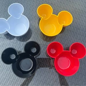 Disney Store Rare Set Of 4 Mickey Mouse Ear Shaped Snack Bowl Set~~